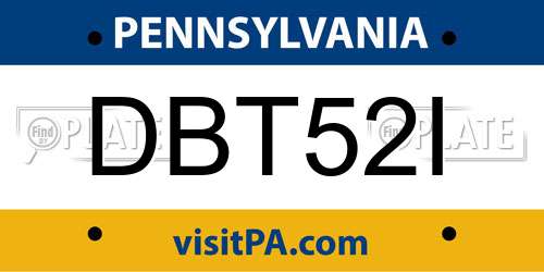 DBT52I Pennsylvania License Plate