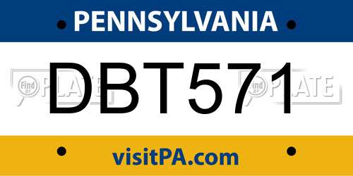 DBT571 Pennsylvania License Plate