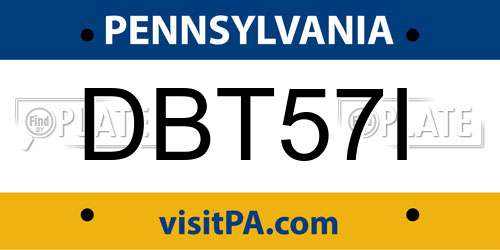 DBT57I Pennsylvania License Plate