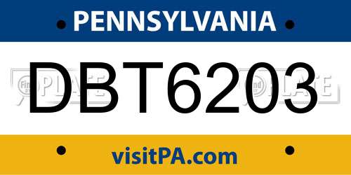DBT6203 Pennsylvania License Plate