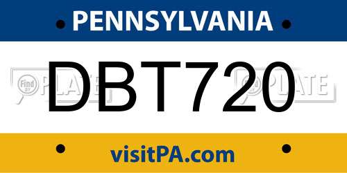 DBT720 Pennsylvania License Plate