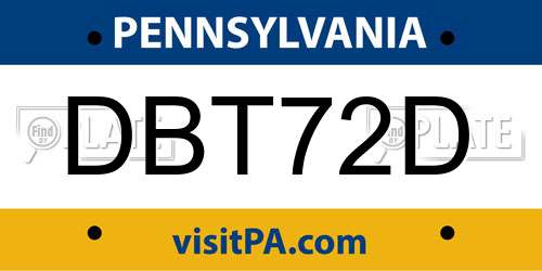 DBT72D Pennsylvania License Plate