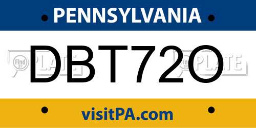 DBT72O Pennsylvania License Plate