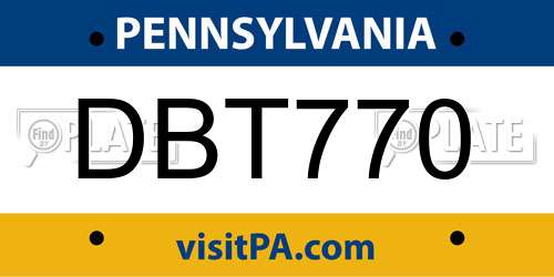DBT770 Pennsylvania License Plate