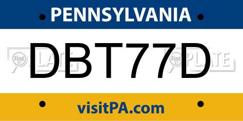 DBT77D Pennsylvania License Plate
