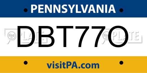 DBT77O Pennsylvania License Plate