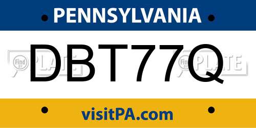DBT77Q Pennsylvania License Plate