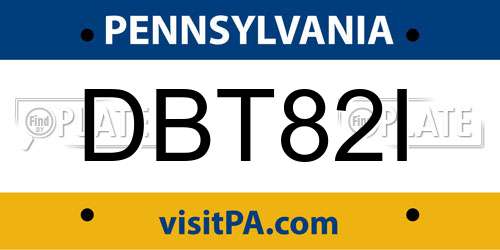 DBT82I Pennsylvania License Plate