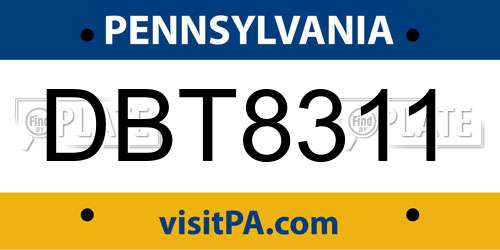 DBT8311 Pennsylvania License Plate