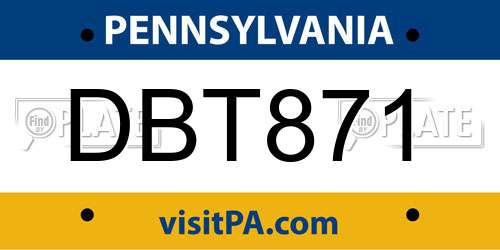 DBT871 Pennsylvania License Plate