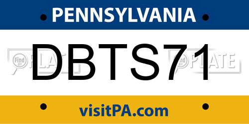 DBTS71 Pennsylvania License Plate