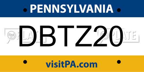 DBTZ20 Pennsylvania License Plate