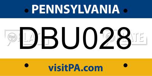 DBU028 Pennsylvania License Plate