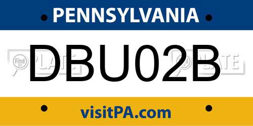 DBU02B Pennsylvania License Plate
