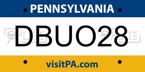 DBUO28 Pennsylvania License Plate