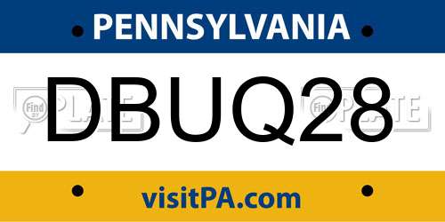 DBUQ28 Pennsylvania License Plate