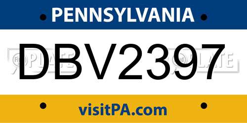 DBV2397 Pennsylvania License Plate