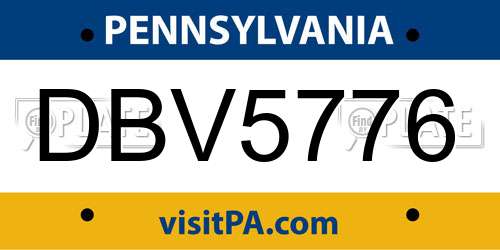 DBV5776 Pennsylvania License Plate