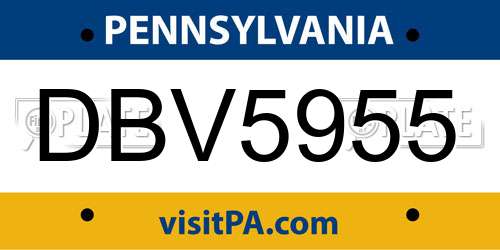 DBV5955 Pennsylvania License Plate
