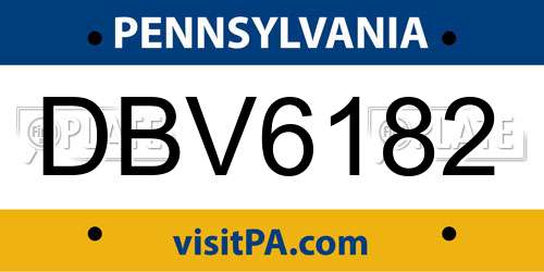 DBV6182 Pennsylvania License Plate