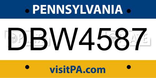 DBW4587 Pennsylvania License Plate