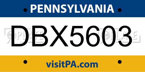 DBX5603 Pennsylvania License Plate