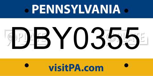 DBY0355 Pennsylvania License Plate