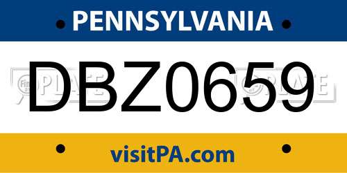 DBZ0659 Pennsylvania License Plate