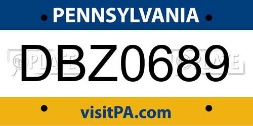 DBZ0689 Pennsylvania License Plate