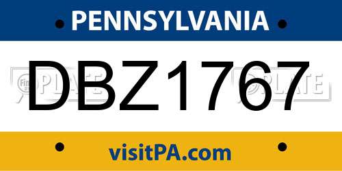 DBZ1767 Pennsylvania License Plate
