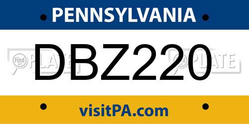 DBZ220 Pennsylvania License Plate