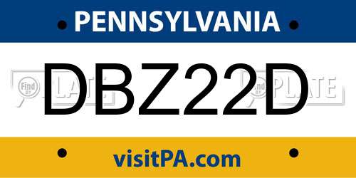 DBZ22D Pennsylvania License Plate