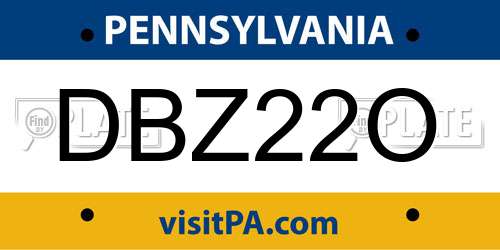 DBZ22O Pennsylvania License Plate