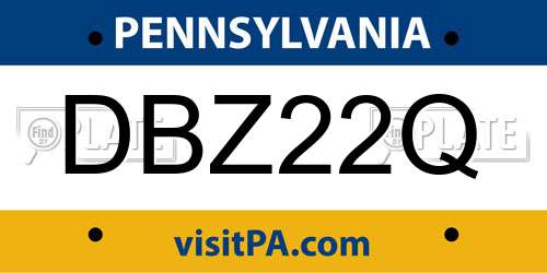 DBZ22Q Pennsylvania License Plate