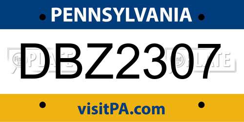 DBZ2307 Pennsylvania License Plate