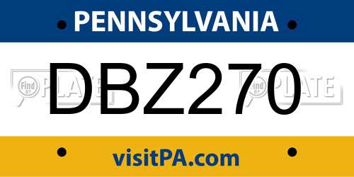 DBZ270 Pennsylvania License Plate