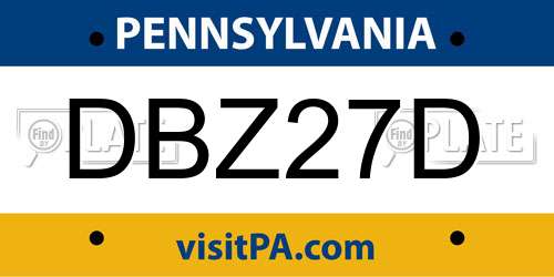 DBZ27D Pennsylvania License Plate