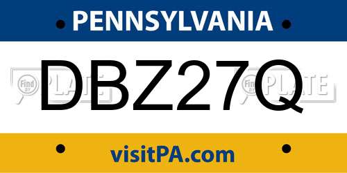 DBZ27Q Pennsylvania License Plate