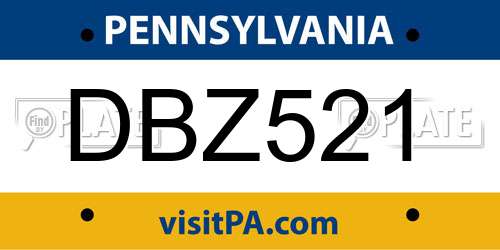 DBZ521 Pennsylvania License Plate