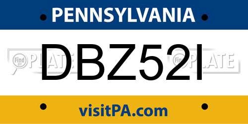 DBZ52I Pennsylvania License Plate