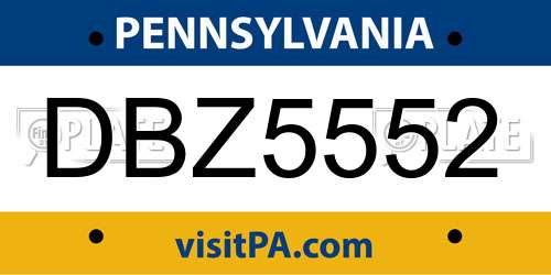 DBZ5552 Pennsylvania License Plate