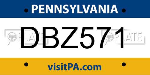 DBZ571 Pennsylvania License Plate