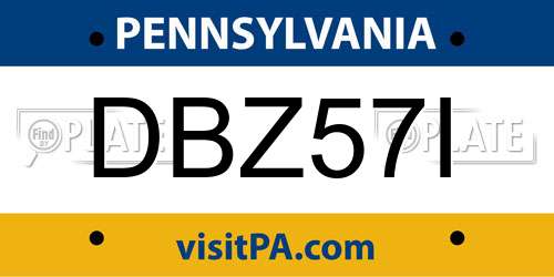 DBZ57I Pennsylvania License Plate