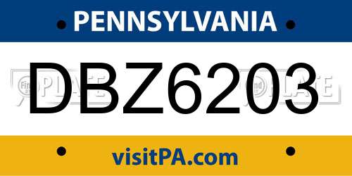 DBZ6203 Pennsylvania License Plate