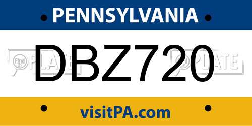 DBZ720 Pennsylvania License Plate