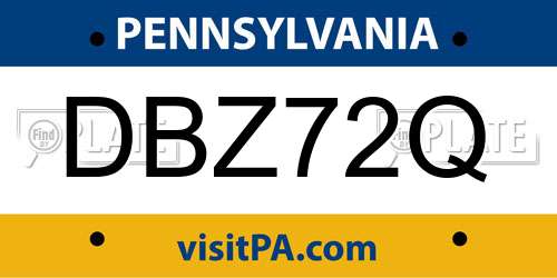 DBZ72Q Pennsylvania License Plate