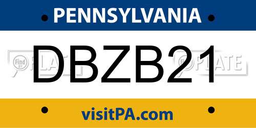 DBZB21 Pennsylvania License Plate