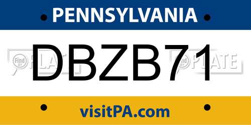 DBZB71 Pennsylvania License Plate