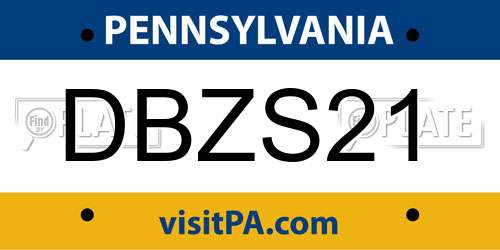 DBZS21 Pennsylvania License Plate