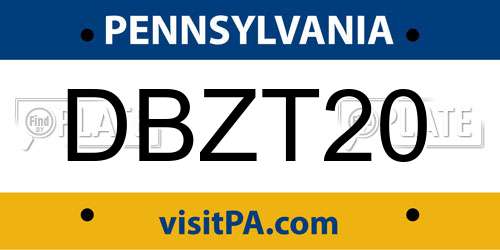 DBZT20 Pennsylvania License Plate